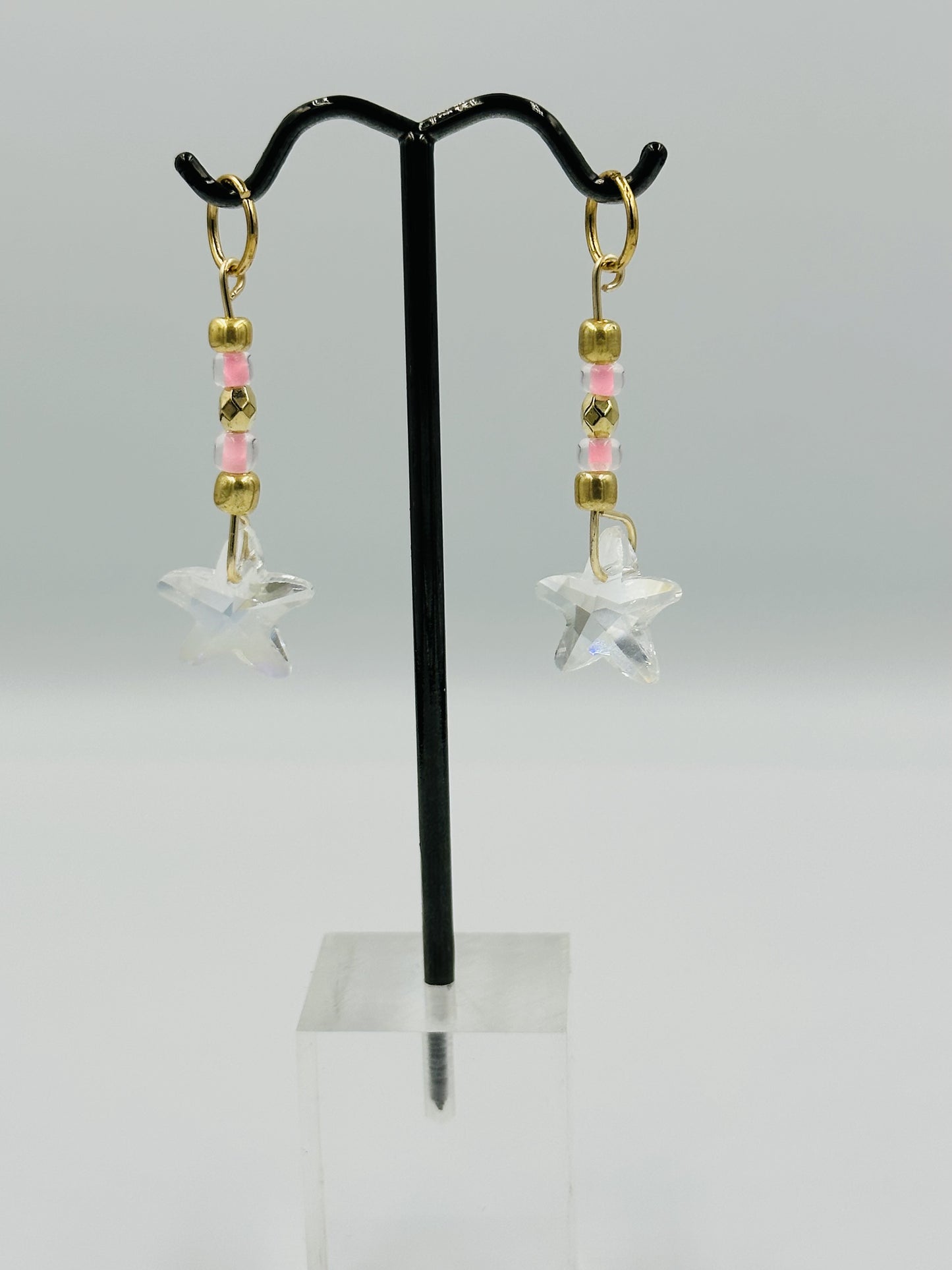 Star Hearing Aid Charms,Clear/Pink/Gold