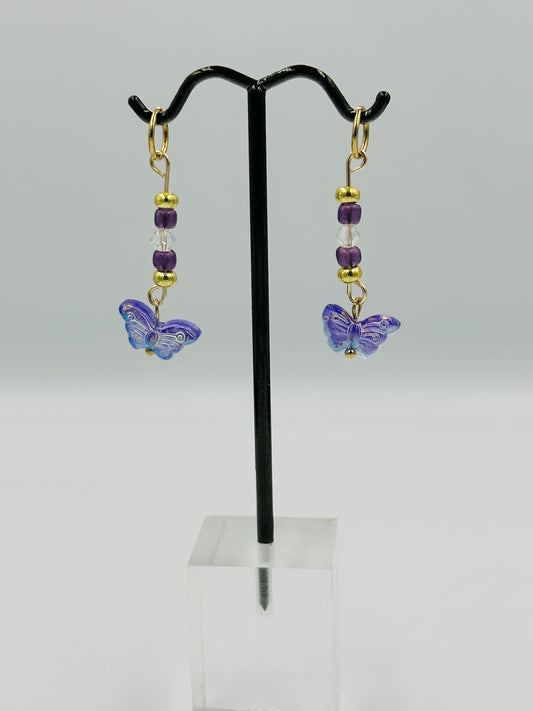 ButterFly Hearing Aid Charms,  Light Purple/Gold